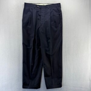 Vintage JB Britches Trousers Mens 36 Fits 34x29 Blue Pleated Wool Baggy USA 90s